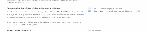 Postpone Public Site Delete Option