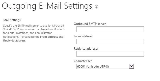 SharePoint Server 2013 Outgoing Email Settings