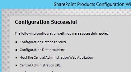 SharePoint 2016 Configuration Successful