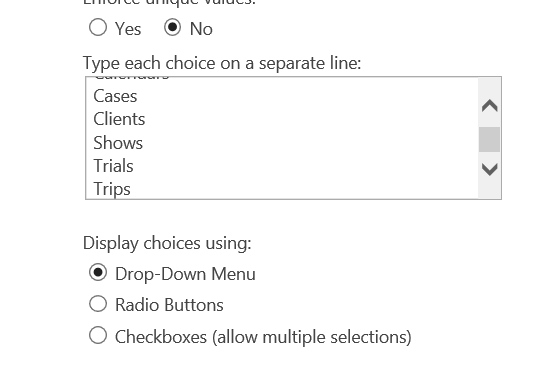 Column Choice Box