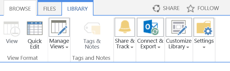 Document Library Settings Button