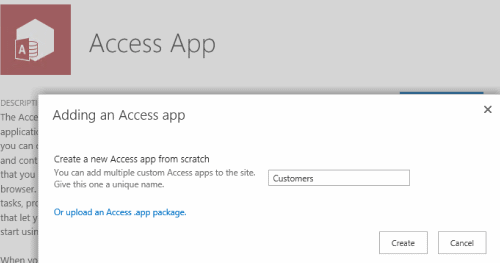 Add Access App SharePoint 2016