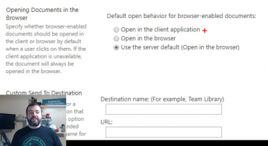 Set the default open behavior for browser enabled documents