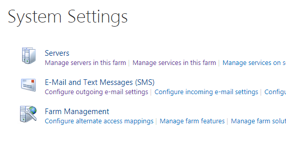 SharePoint System Settings