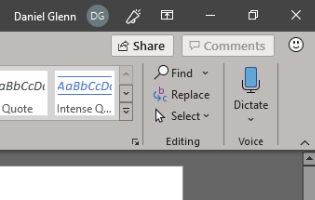The Microsoft Office Dictation Button