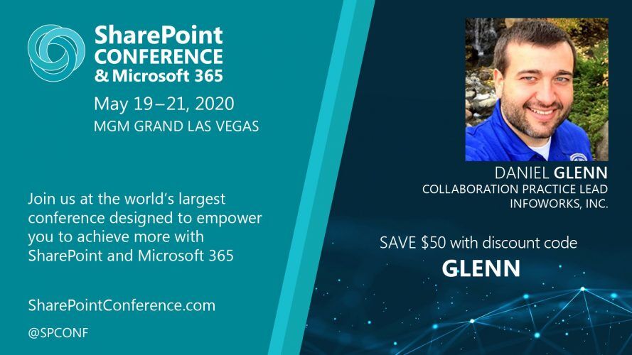 SharePoint Conference North America Discount Code is GLENN
