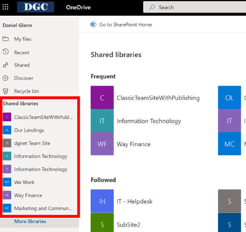 Old OneDrive Shared Libraries