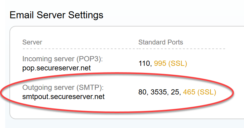 GoDaddy smtp settings