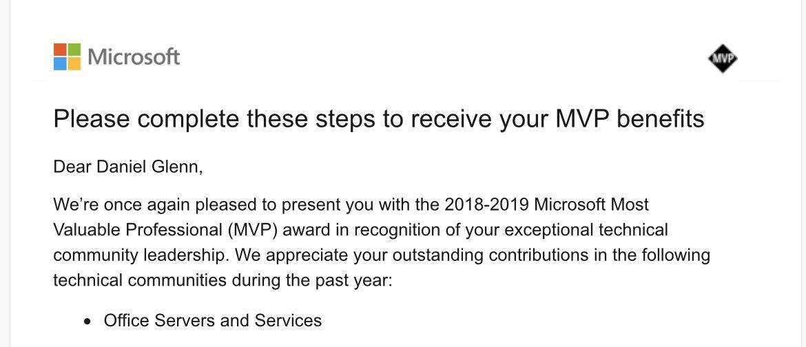 Microsoft MVP 2018 - Daniel Glenn