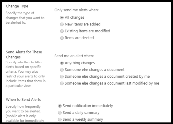 SharePoint Alert Settings