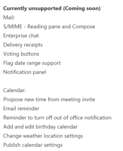 Missing Features in Outlook on the web Preview