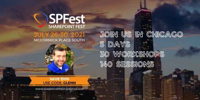 SharePoint Fest Discount Code is: GLENN