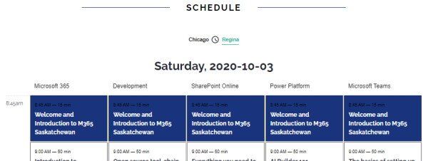 M365 Saskatchewan 2020 Schedule #M365Sask