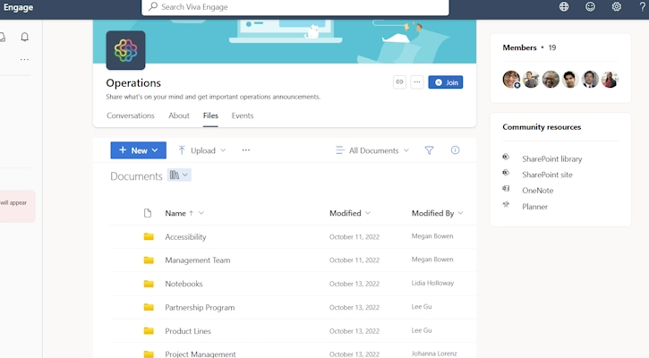 Viva Engage Files and Resources Community Settings