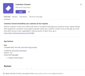 Microsoft Customer Connect Teams app
