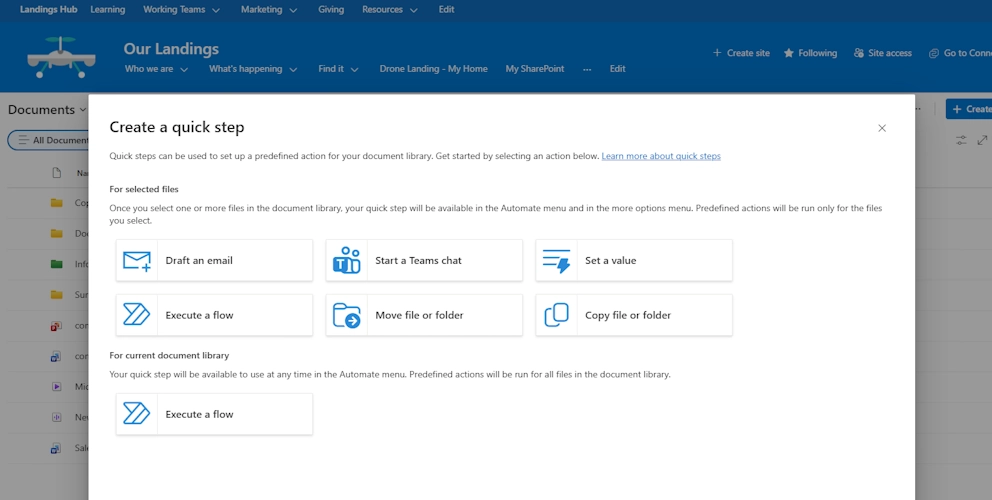 Create SharePoint Quick Step