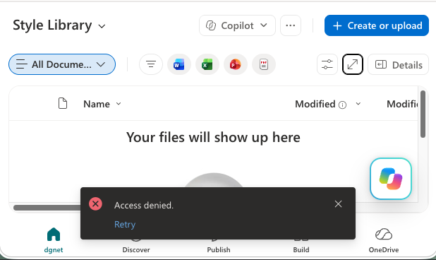 Access Denied in Style Library